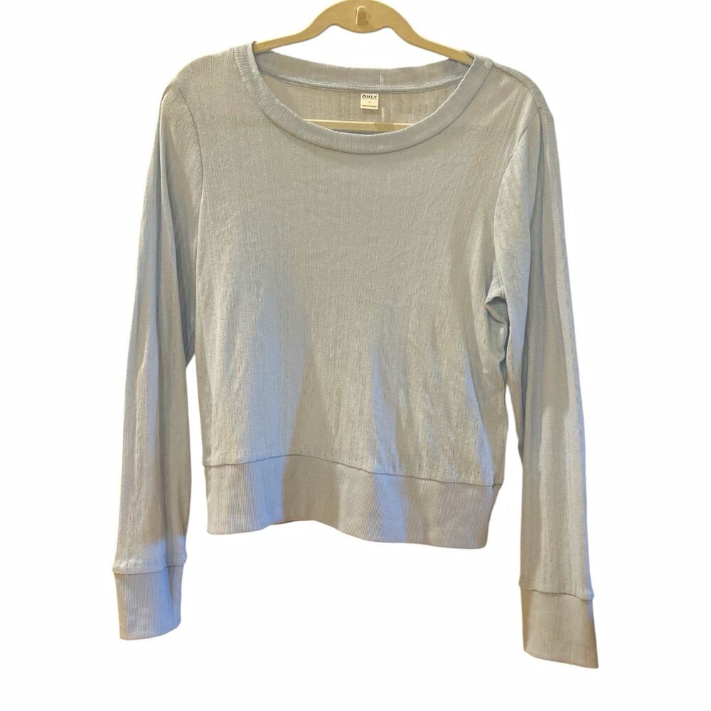 ONLY by OLD NAVY Women's Blue Ribbed Knit Crew Neck Long Sleeve Sweater Size S